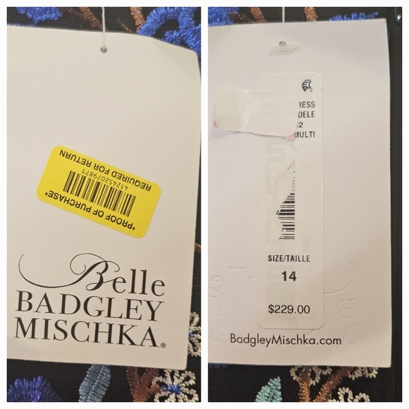 Belle Badgley Mischka Blue/Black Floral MultiColor Embroidered Dress,Size 14,NWT - Picture 15 of 15